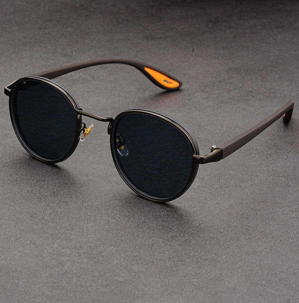 Fashionable round frame punk style sunglasses
