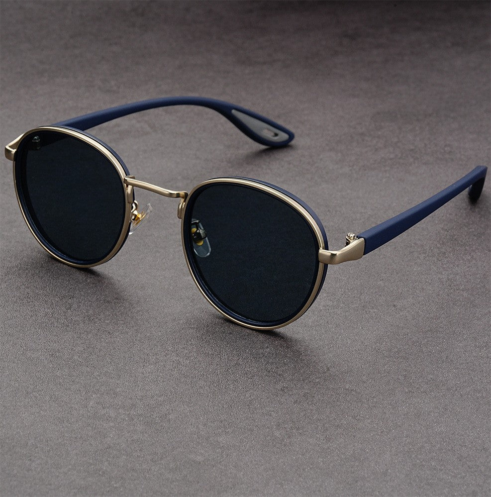 Fashionable round frame punk style sunglasses