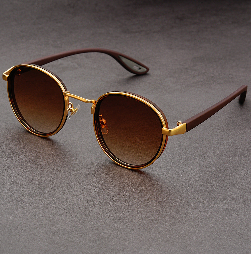 Fashionable round frame punk style sunglasses