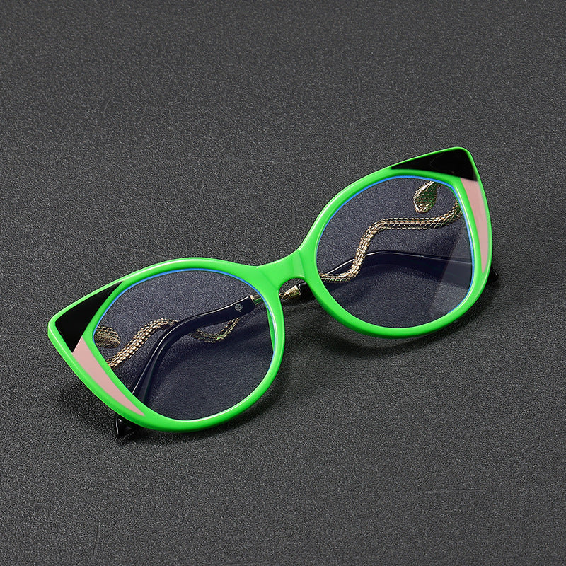 Mousvibe 1378 | Metal snake-shaped temple cat-eye reading glasses