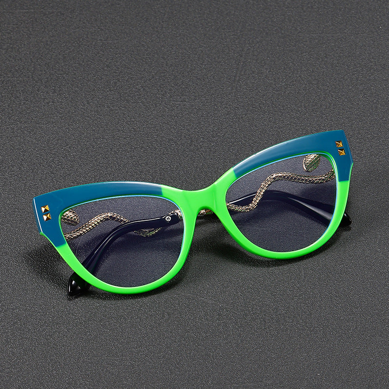 Mousvibe 1324 | Snake-shaped temples, two-tone cat-eye reading glasses
