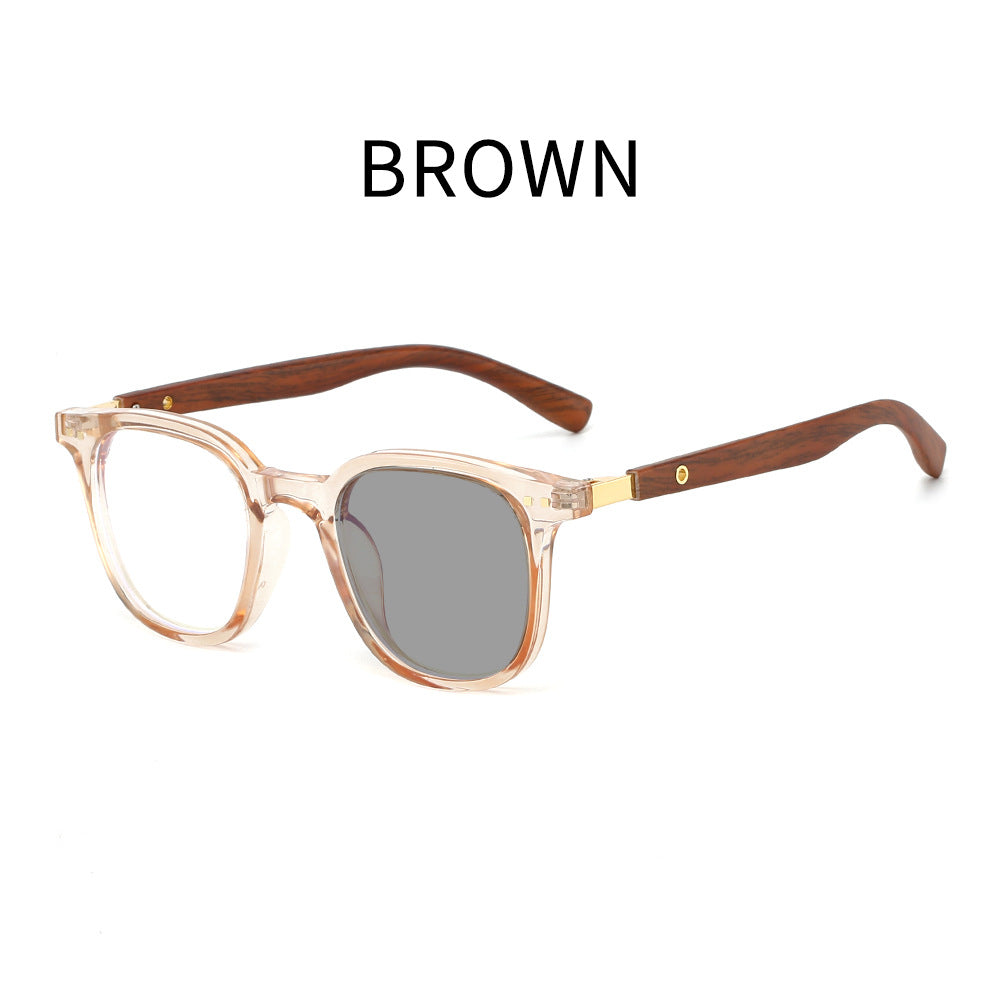 Mousvibe 1301 | Imitation Wood Smart Anti-Blue Light Photochromic Reading Glasses