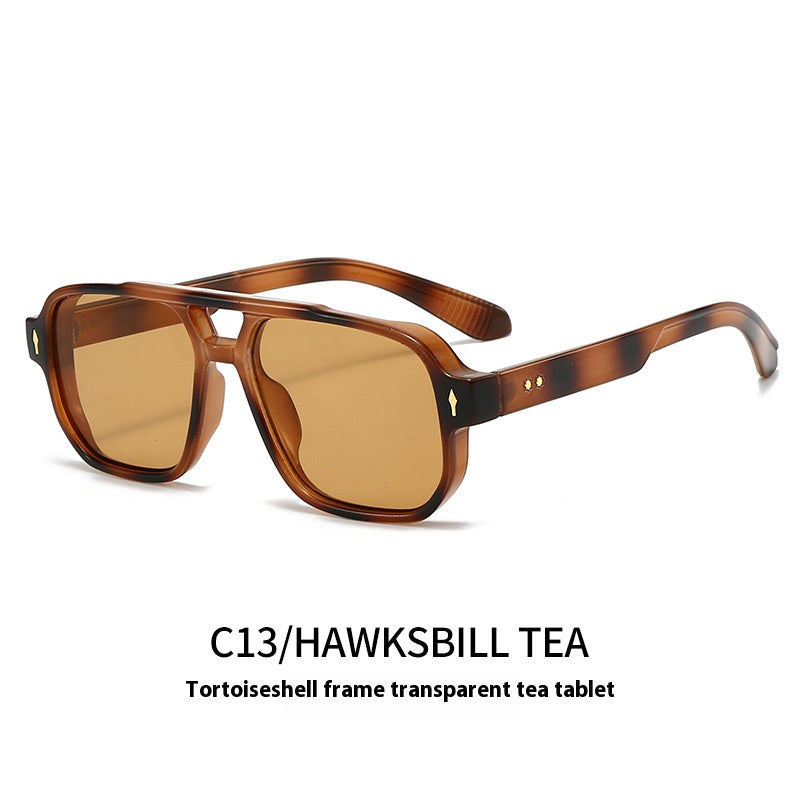 Casual Driving Square Double Bridge Sunglasses
