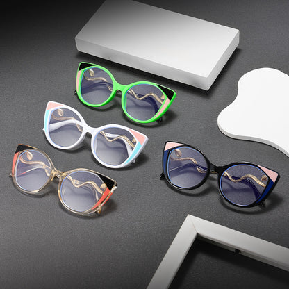 Mousvibe 1378 | Metal snake-shaped temple cat-eye reading glasses