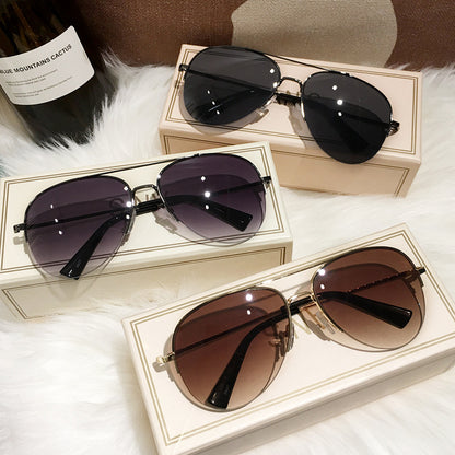 Mousvibe 1054 | Fashion half frame aviator sunglasses