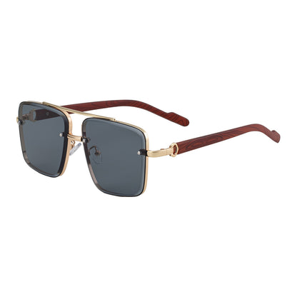 Mousvibe 1128 | Stylish square frame faux wood grain sunglasses