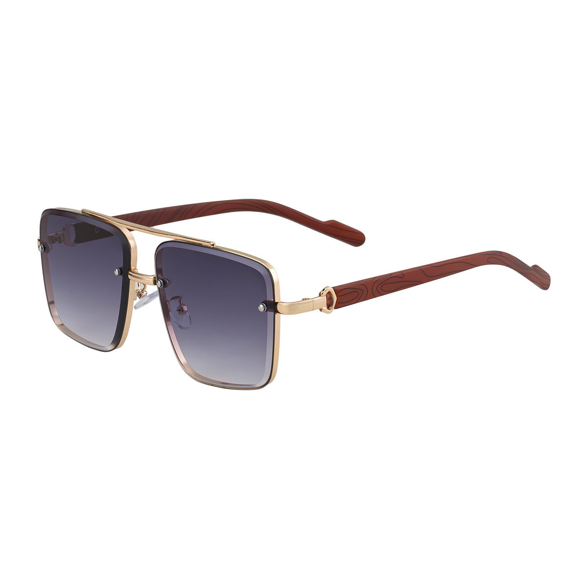 Mousvibe 1128 | Stylish square frame faux wood grain sunglasses