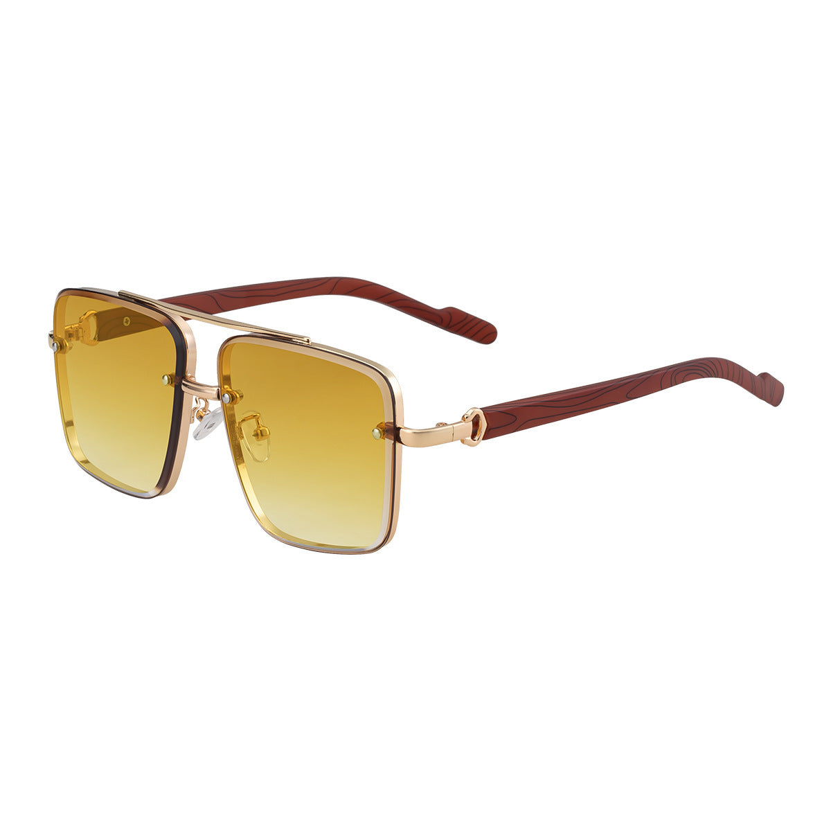 Mousvibe 1128 | Stylish square frame faux wood grain sunglasses