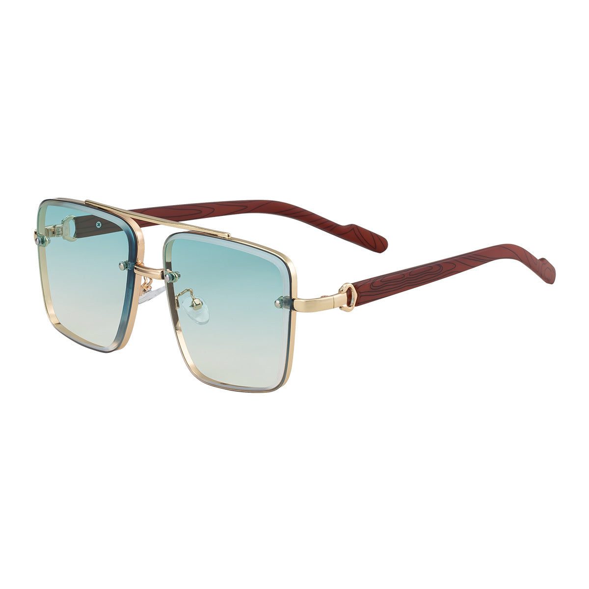 Mousvibe 1128 | Stylish square frame faux wood grain sunglasses