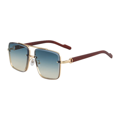 Mousvibe 1128 | Stylish square frame faux wood grain sunglasses