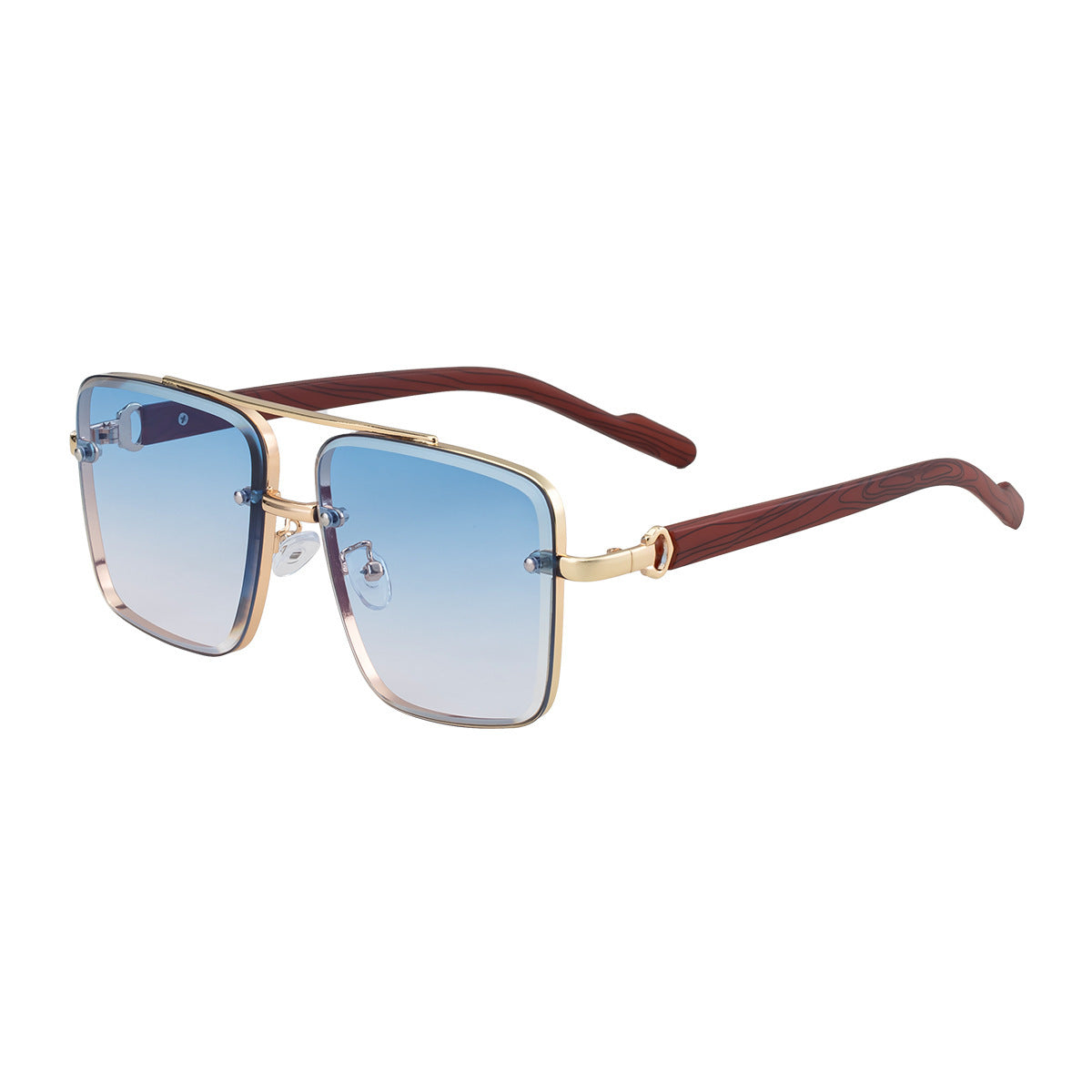 Mousvibe 1128 | Stylish square frame faux wood grain sunglasses