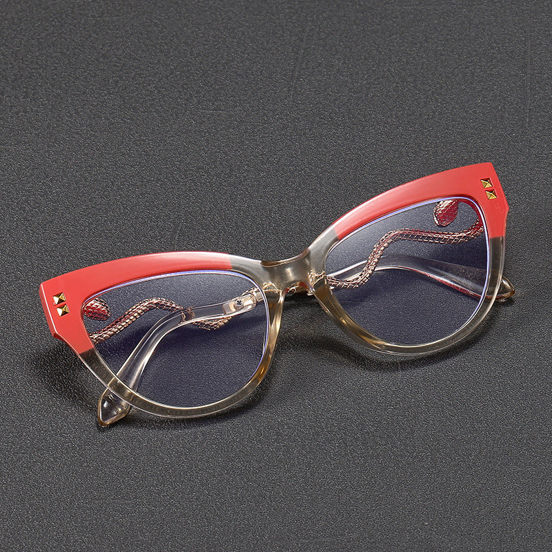 Mousvibe 1324 | Snake-shaped temples, two-tone cat-eye reading glasses