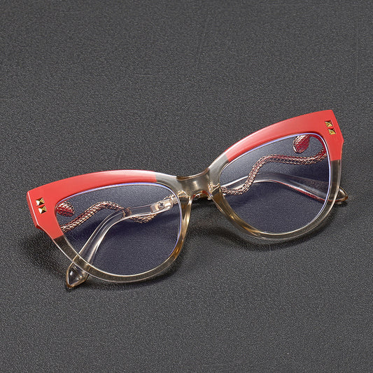 Mousvibe 1324 | Snake-shaped temples, two-tone cat-eye reading glasses