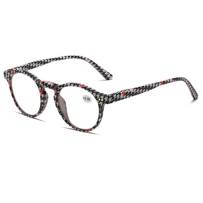 Mousvibe 1319 | Retro round checkered reading glasses