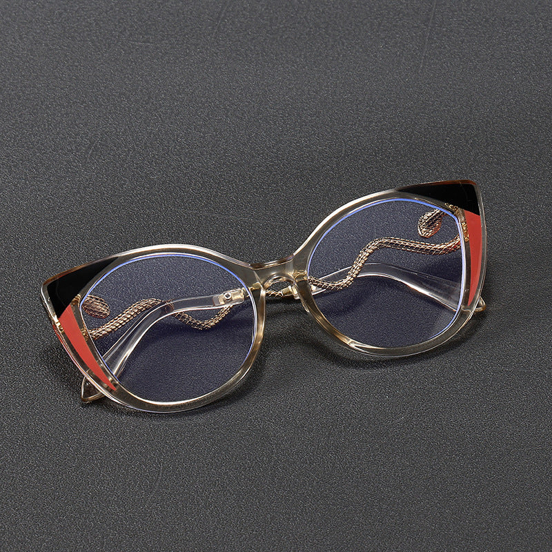 Mousvibe 1378 | Metal snake-shaped temple cat-eye reading glasses