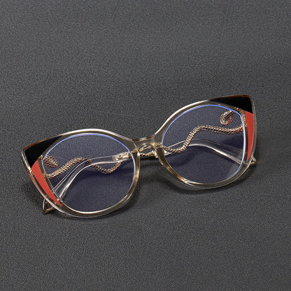 Mousvibe 1378 | Metal snake-shaped temple cat-eye reading glasses