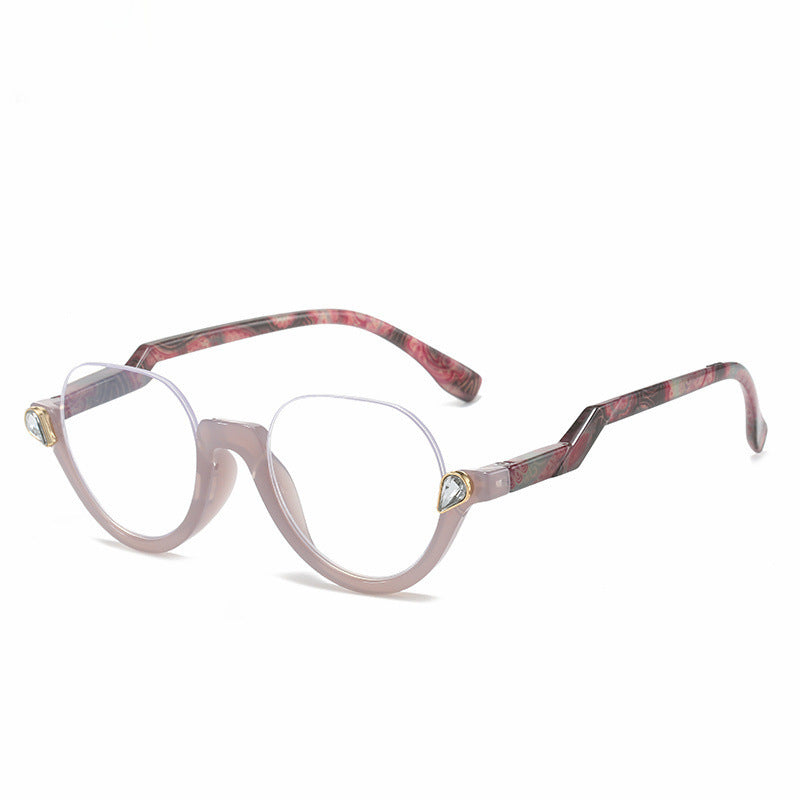 Mousvibe 1219 | Half-rimmed reading glasses with spring temples and rhinestones