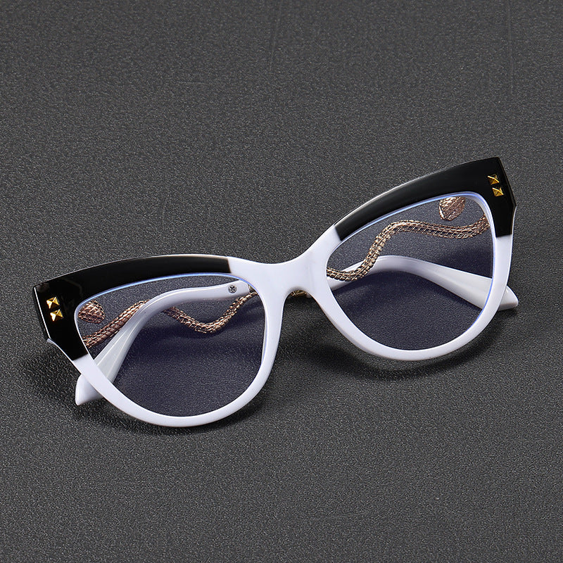 Mousvibe 1324 | Snake-shaped temples, two-tone cat-eye reading glasses