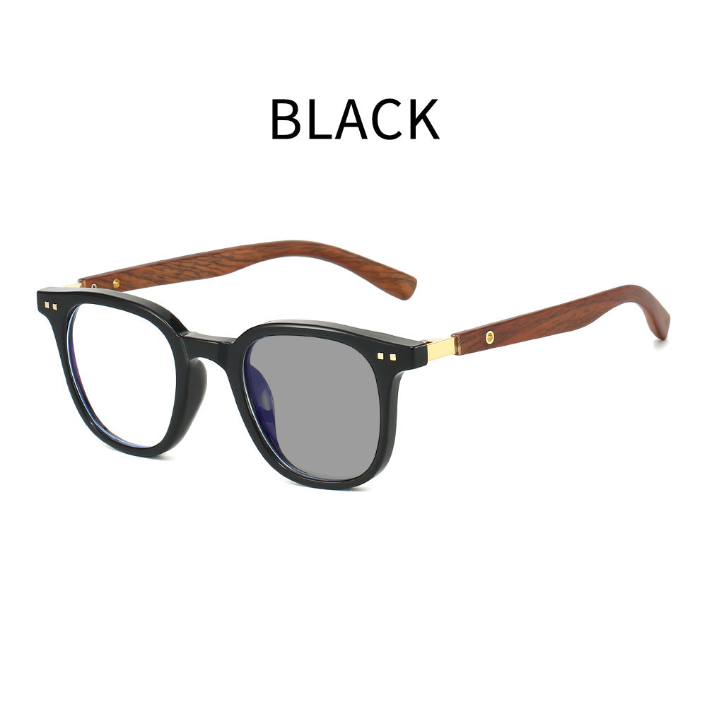 Mousvibe 1301 | Imitation Wood Smart Anti-Blue Light Photochromic Reading Glasses
