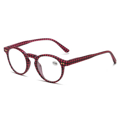 Mousvibe 1319 | Retro round checkered reading glasses