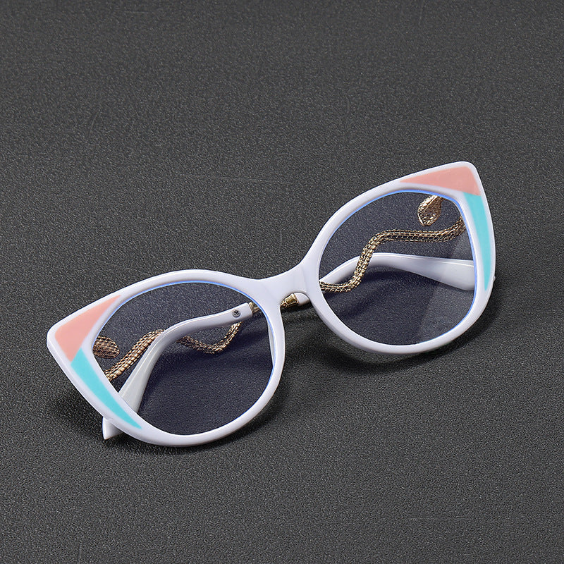 Mousvibe 1378 | Metal snake-shaped temple cat-eye reading glasses