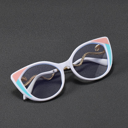 Mousvibe 1378 | Metal snake-shaped temple cat-eye reading glasses