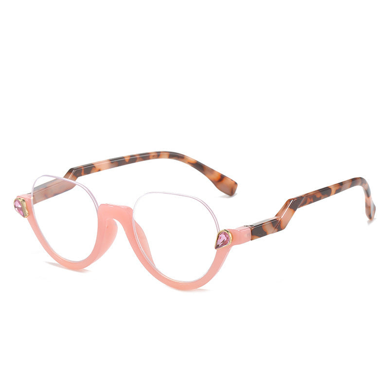 Mousvibe 1219 | Half-rimmed reading glasses with spring temples and rhinestones