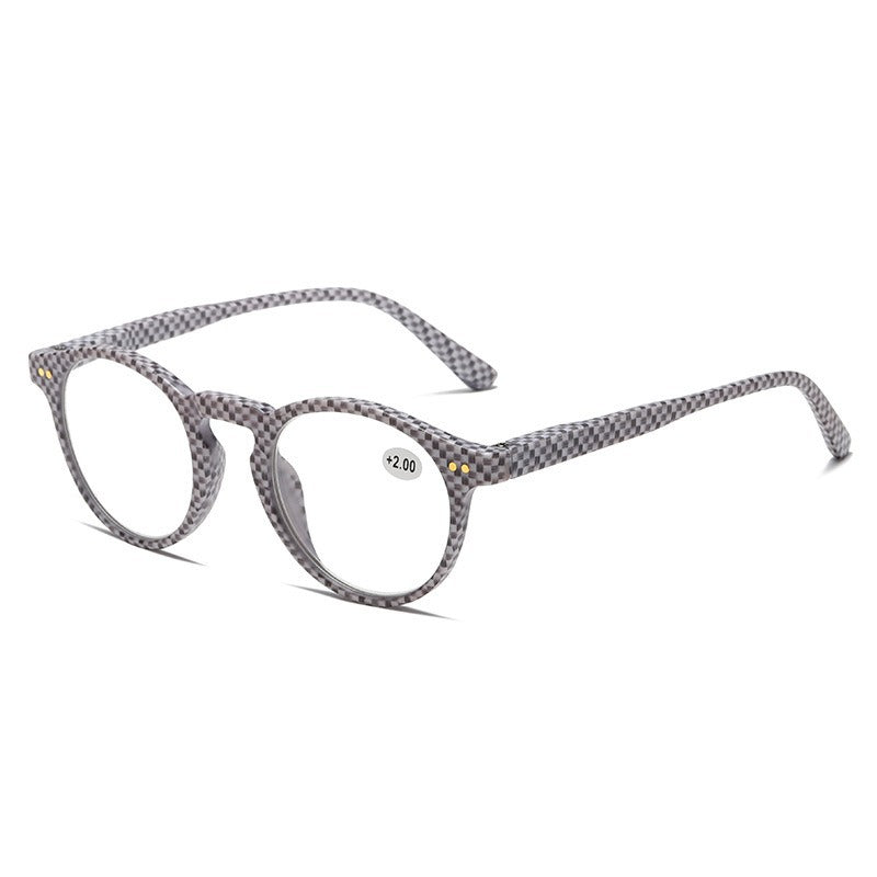 Mousvibe 1319 | Retro round checkered reading glasses