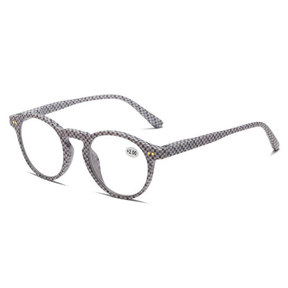Mousvibe 1319 | Retro round checkered reading glasses