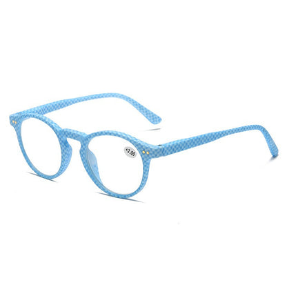 Mousvibe 1319 | Retro round checkered reading glasses