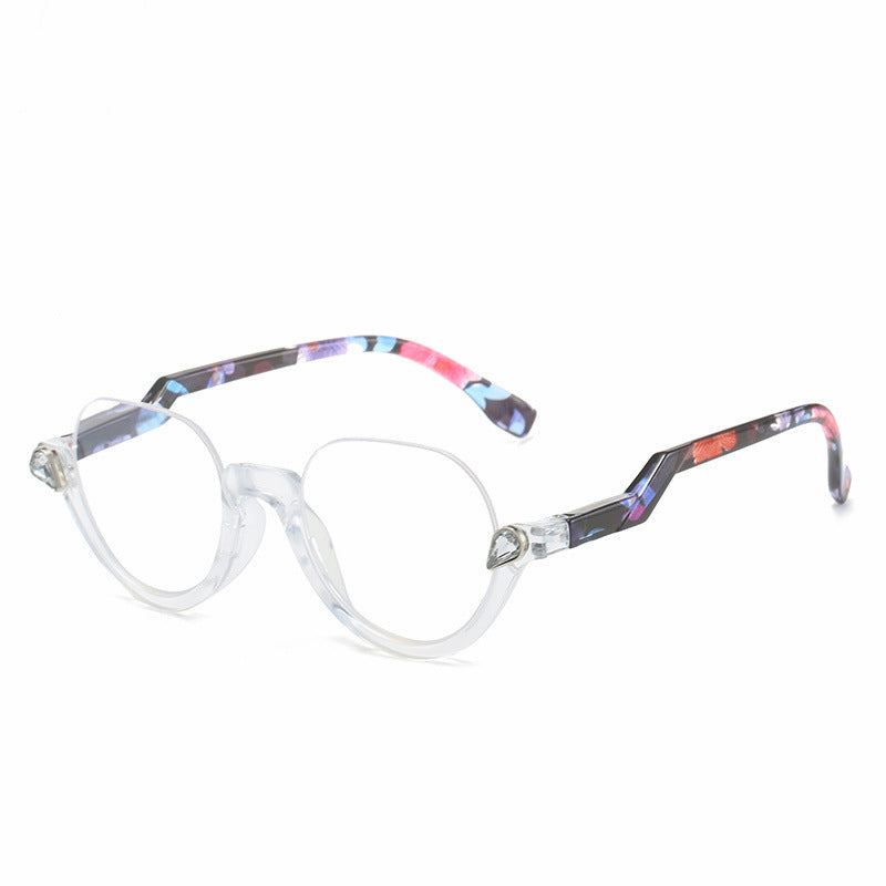 Mousvibe 1219 | Half-rimmed reading glasses with spring temples and rhinestones