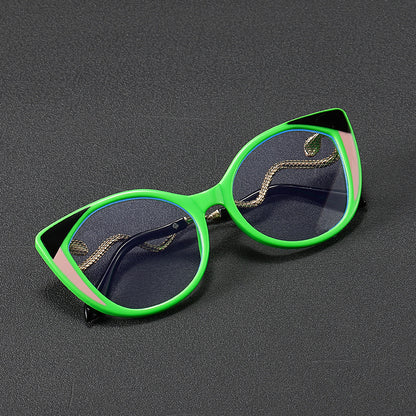 Mousvibe 1378 | Metal snake-shaped temple cat-eye reading glasses