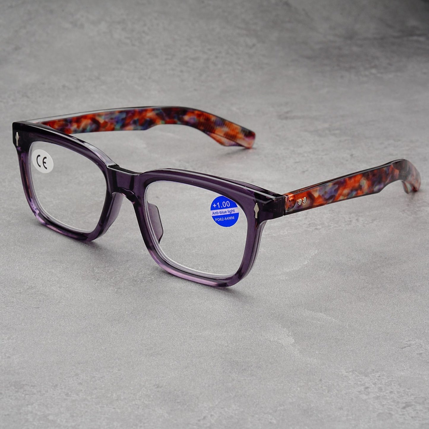 Mousvibe 1132 | Stylish tea tortoiseshell square-frame reading glasses