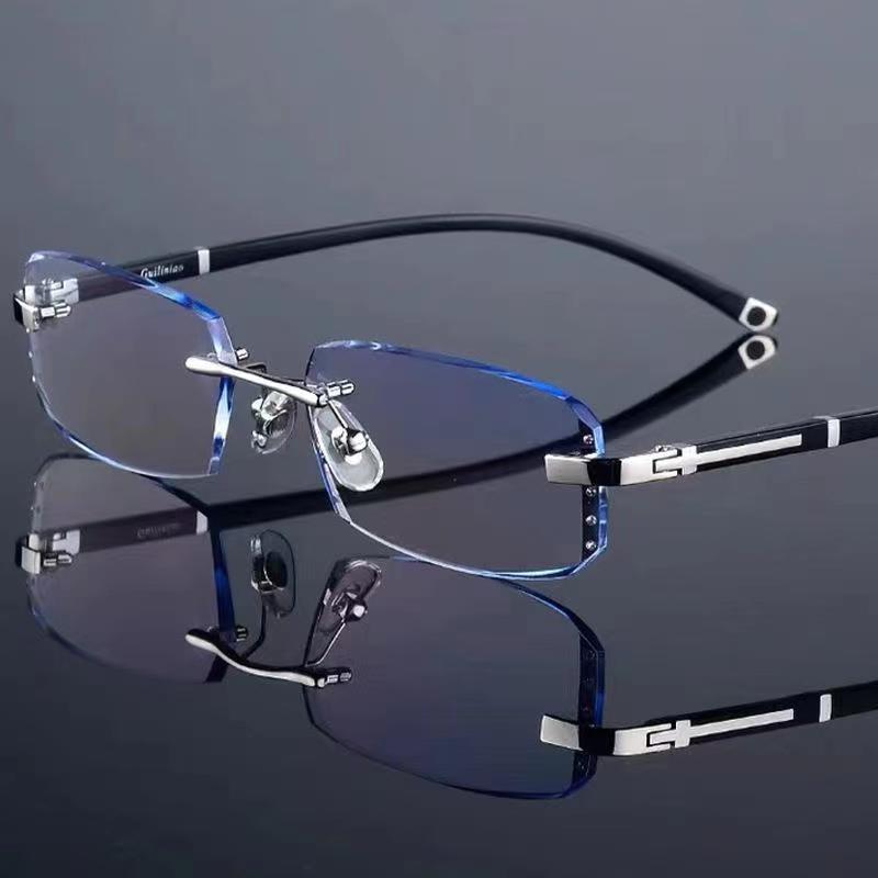 Mousvibe 1239 | Retro-style, artistic frameless diamond-cut reading glasses