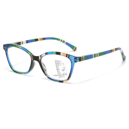 Mousvibe 1255 | Elegant and stylish striped anti-blue light multifocal reading glasses