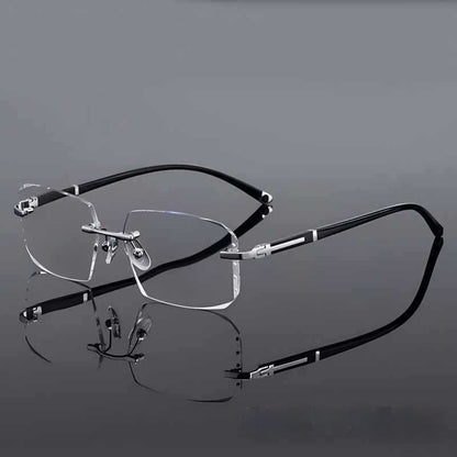 Mousvibe 1239 | Retro-style, artistic frameless diamond-cut reading glasses