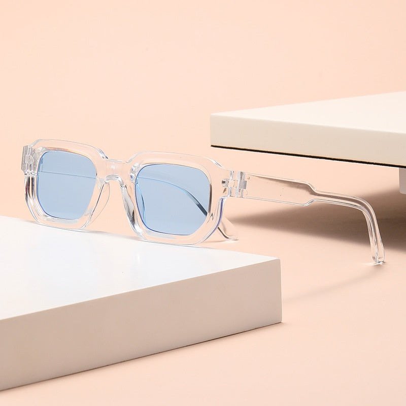Mousvibe 1401 | Icy Blue Light-Colored Square-Frame Sunglasses